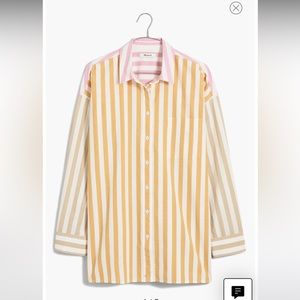 NWT Madewell Signature Mixed Stripe Oversize Cotton Poplin Shirt 2X